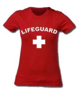 RED WOMEN'S FITTED LIFEGUARD T-SHIRT