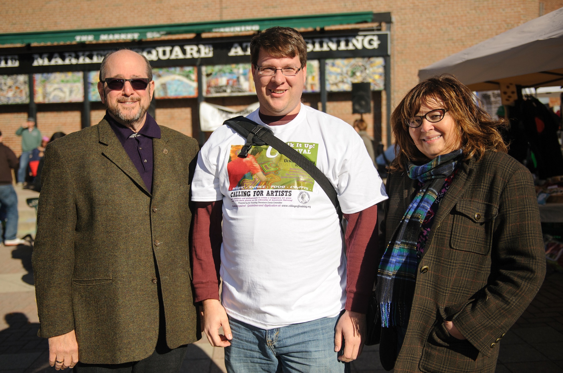 Village of Ossining Mayor William Hanauer; Bradley Morrison, Downtown Events Committee member and Director of Cultural Arts at the Ossining School District; and children’s illustrator Rose Mary Berlin