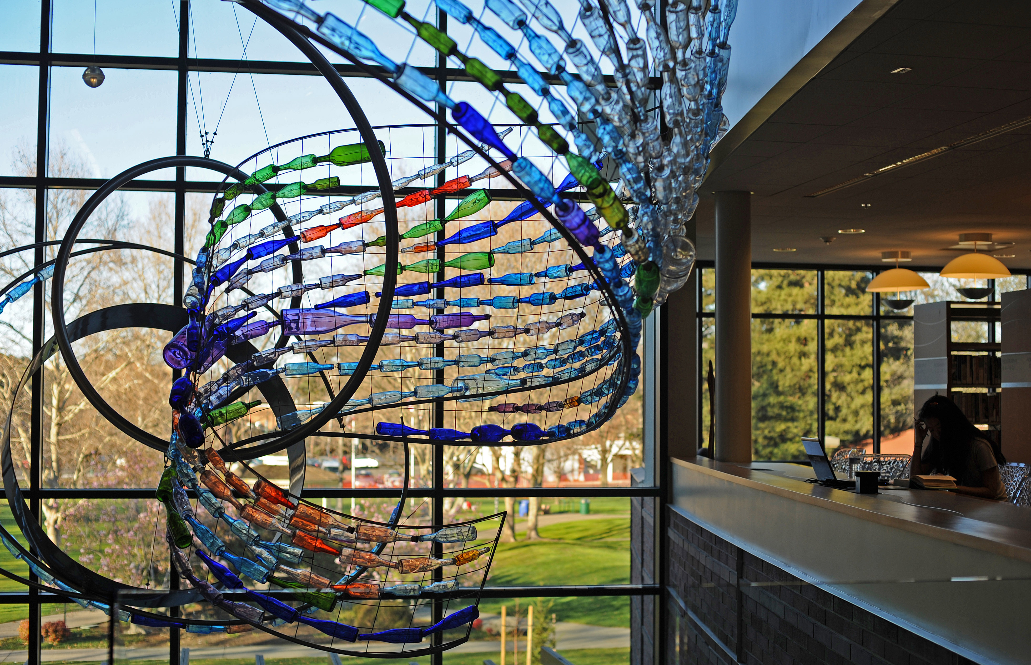 Journey of a Bottle (2011), a Marta Thoma Hall sculpture at the Walnut Creek Public Library