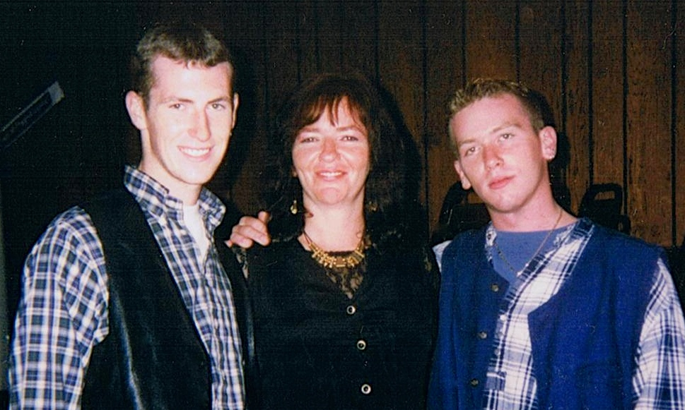 Peggy with her sons Christian (left) and Liam in 1995