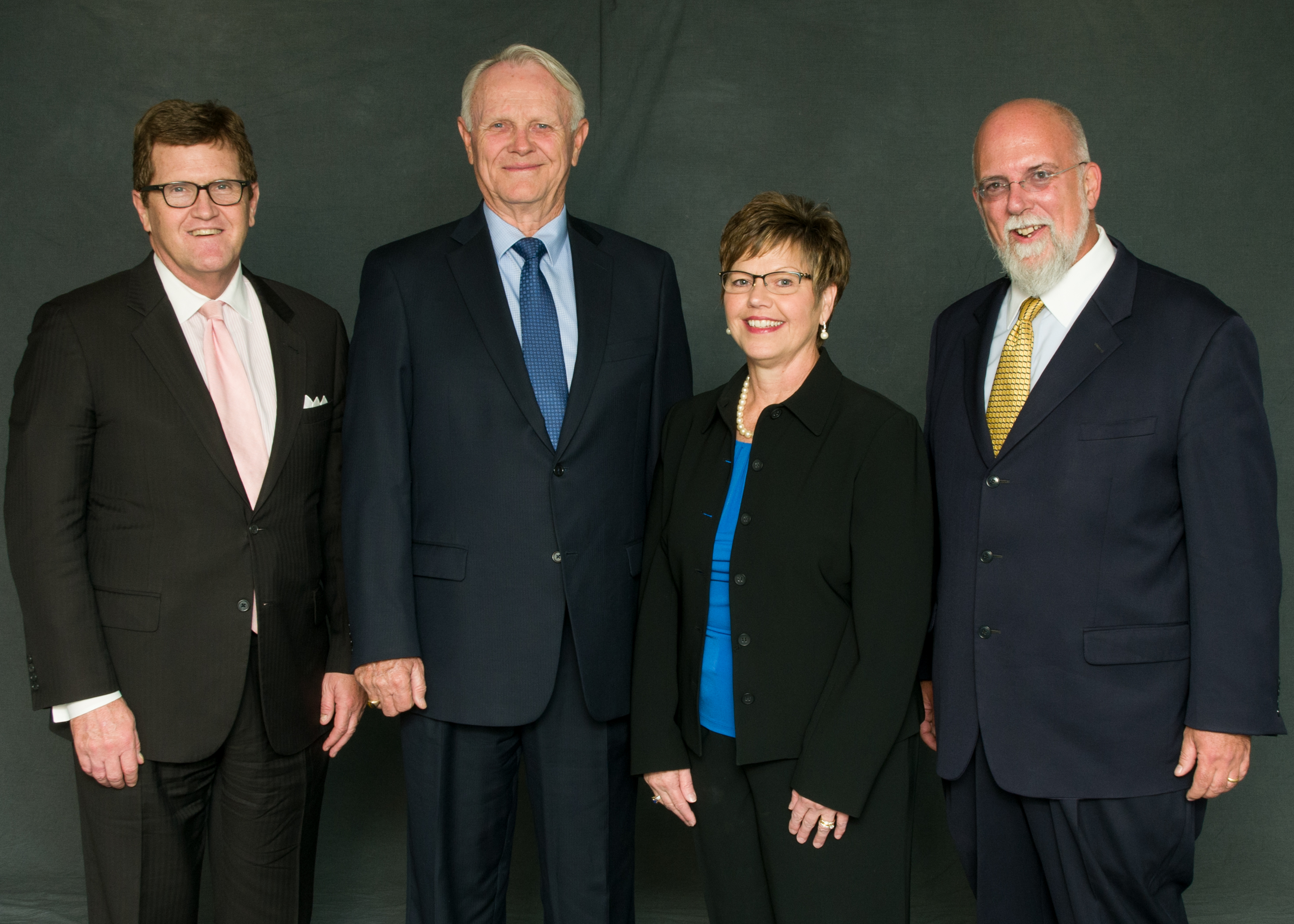 Left to right: BVU President Fred Moore; Harry and Molly Stine; Dr. James Hampton, professor of biology at BVU and chair for the endowment