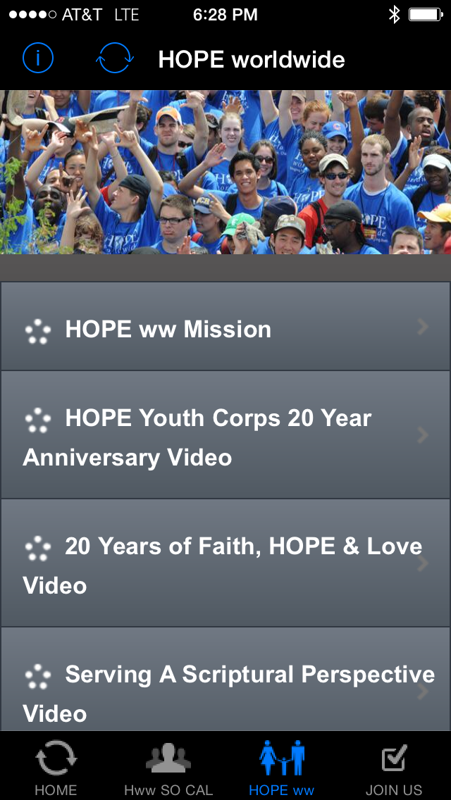 HOPE worldwide So Cal Mobile App - About HOPE worldwide Tab