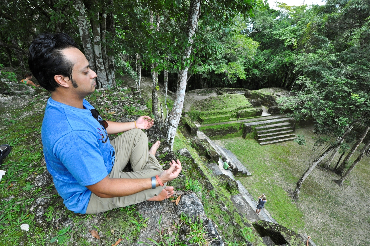 DJ Taz Rashid meditates on a sacred land excursion during the Zen Cruise 2014 (credit: Erik Lieux)
