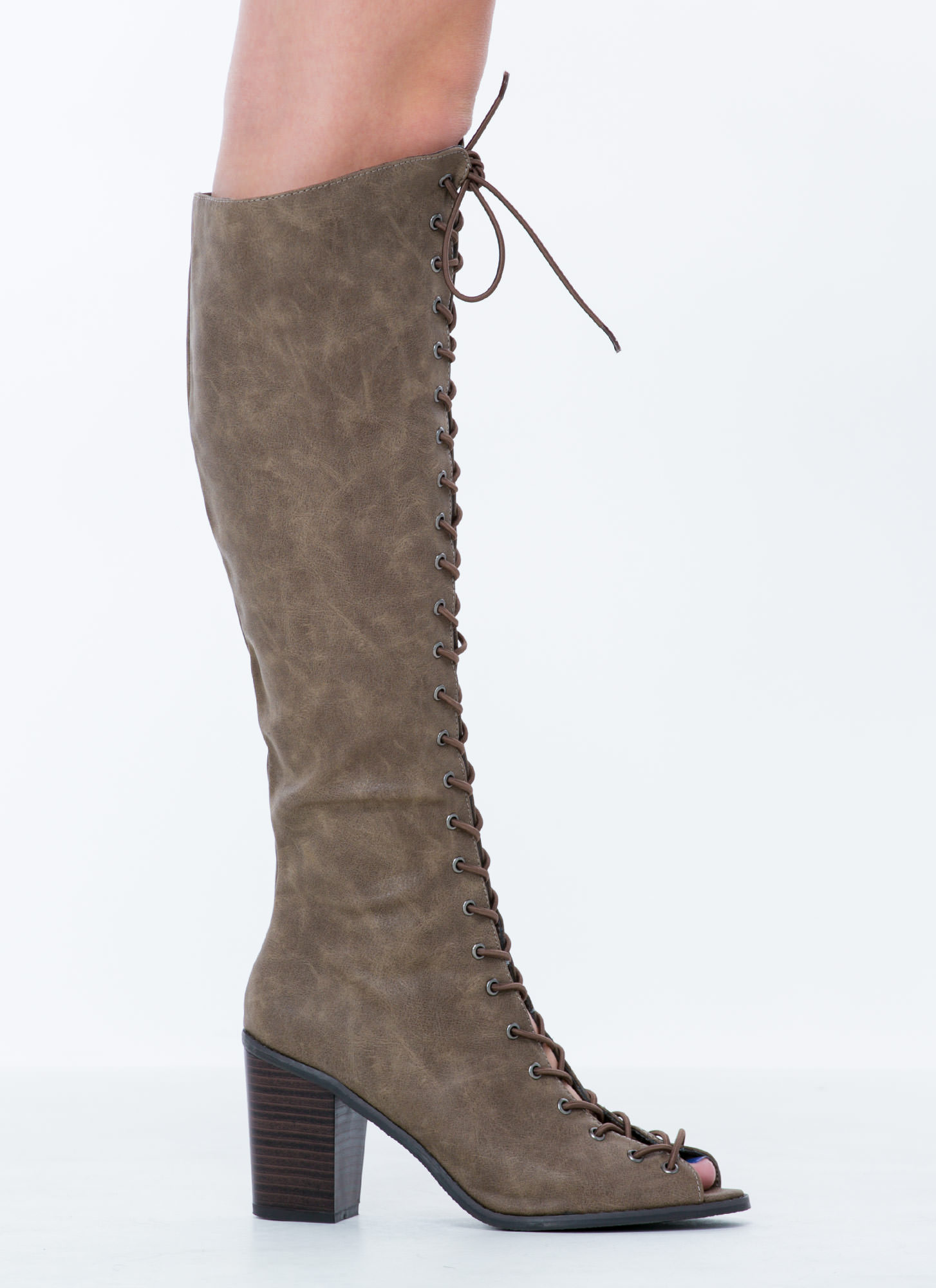 Statement Day Beige Lace-Up Boots
