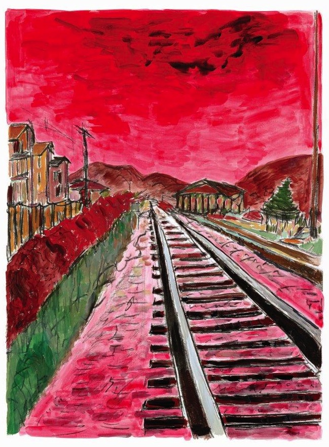 Image credit:  © Bob Dylan. Train Tracks, 2014. 24 x 26 in.