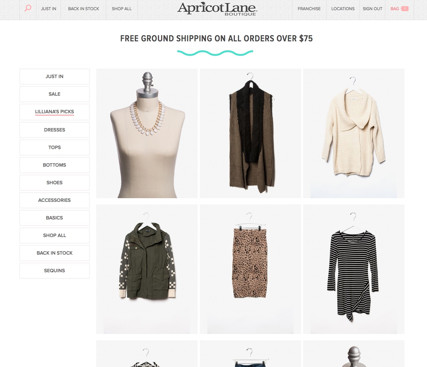 Product selection image from Apricot Lane website