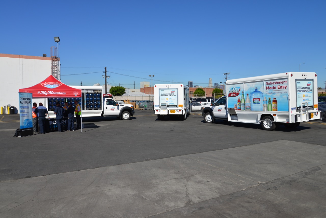 Nestlé Waters North America unveiled five medium-duty beverage trucks equipped with ROUSH CleanTech propane autogas fuel systems. The clean-operating trucks will make deliveries in the Los Angeles are