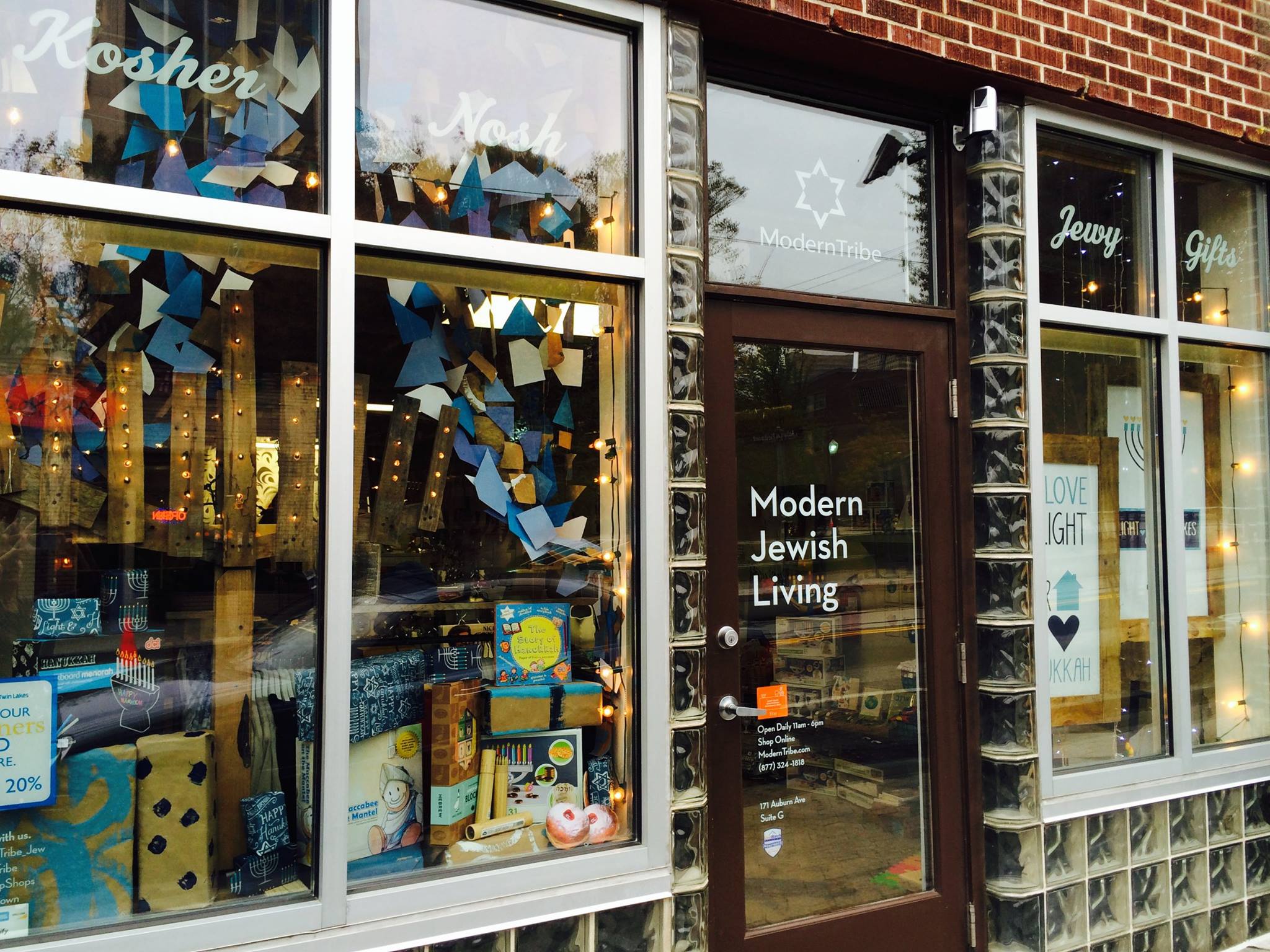 ModernTribe's brick & mortar storefront in Atlanta, GA is decked-out for Hanukkah.