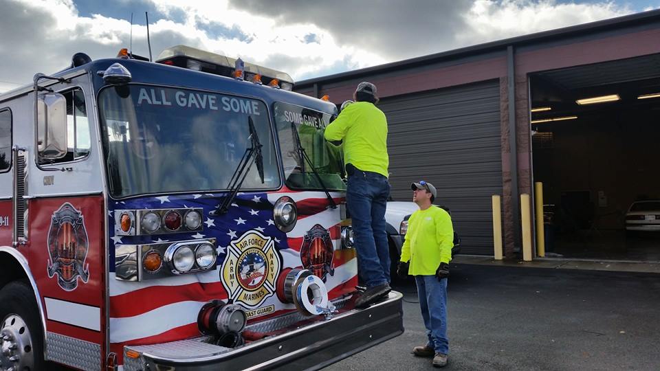 Patriot Guard Fire Truck Windshield Install