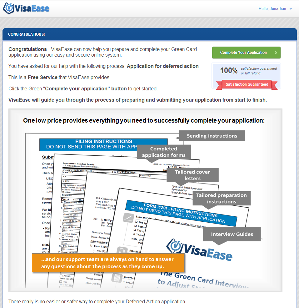 VisaEase - Eligible For Immigration Process Screenshot