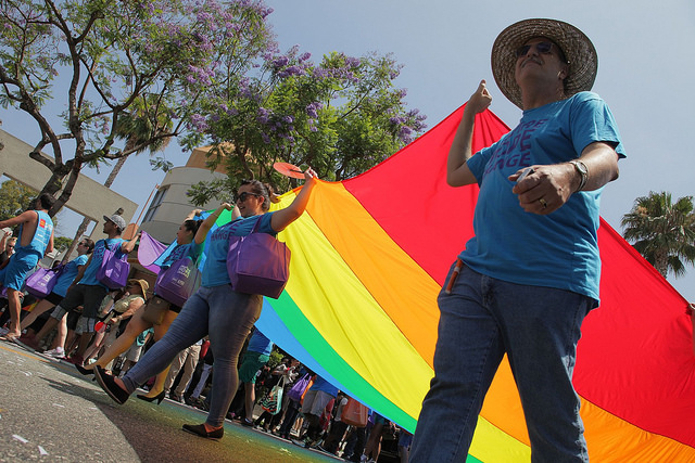 Marchers in the Annual Gay Pride Parade in West Hollywood