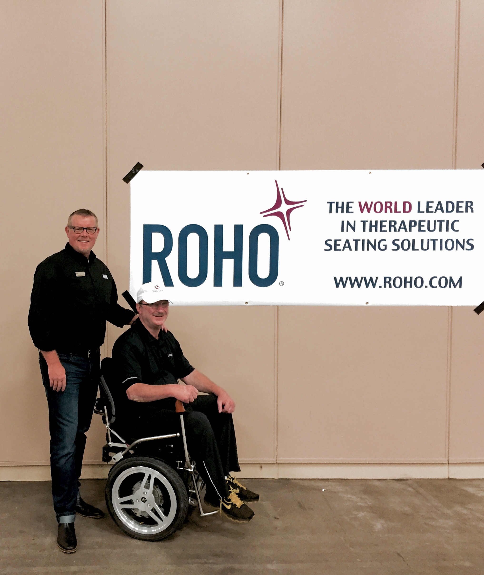 L-R: Patrick Meeker, Senior Director of Global Sales for ROHO and Jerry Kerr, President and Co-Founder of Segs4Vets.