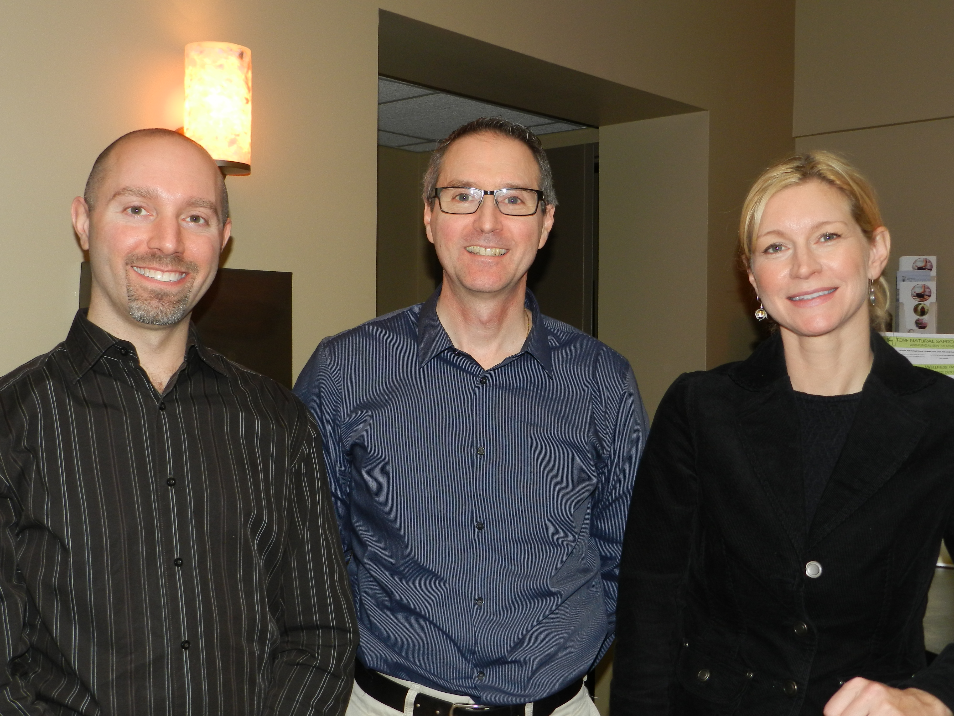 Dr. Stephen Tripodi (Co-Founder, Optimal Wellness Niagara), Trevor Van Nest (Founder, Niagara Region Money Coaches) and Monica Wilson (Co-Founder, Optimal Wellness Niagara)