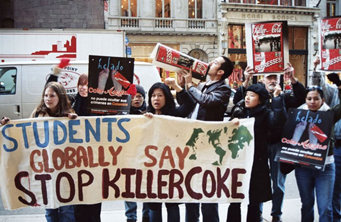 New York University Students protesting Coca-Cola's human rights and child labor practices.