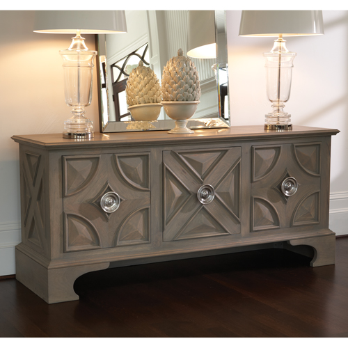 Grey sideboard with carved doors