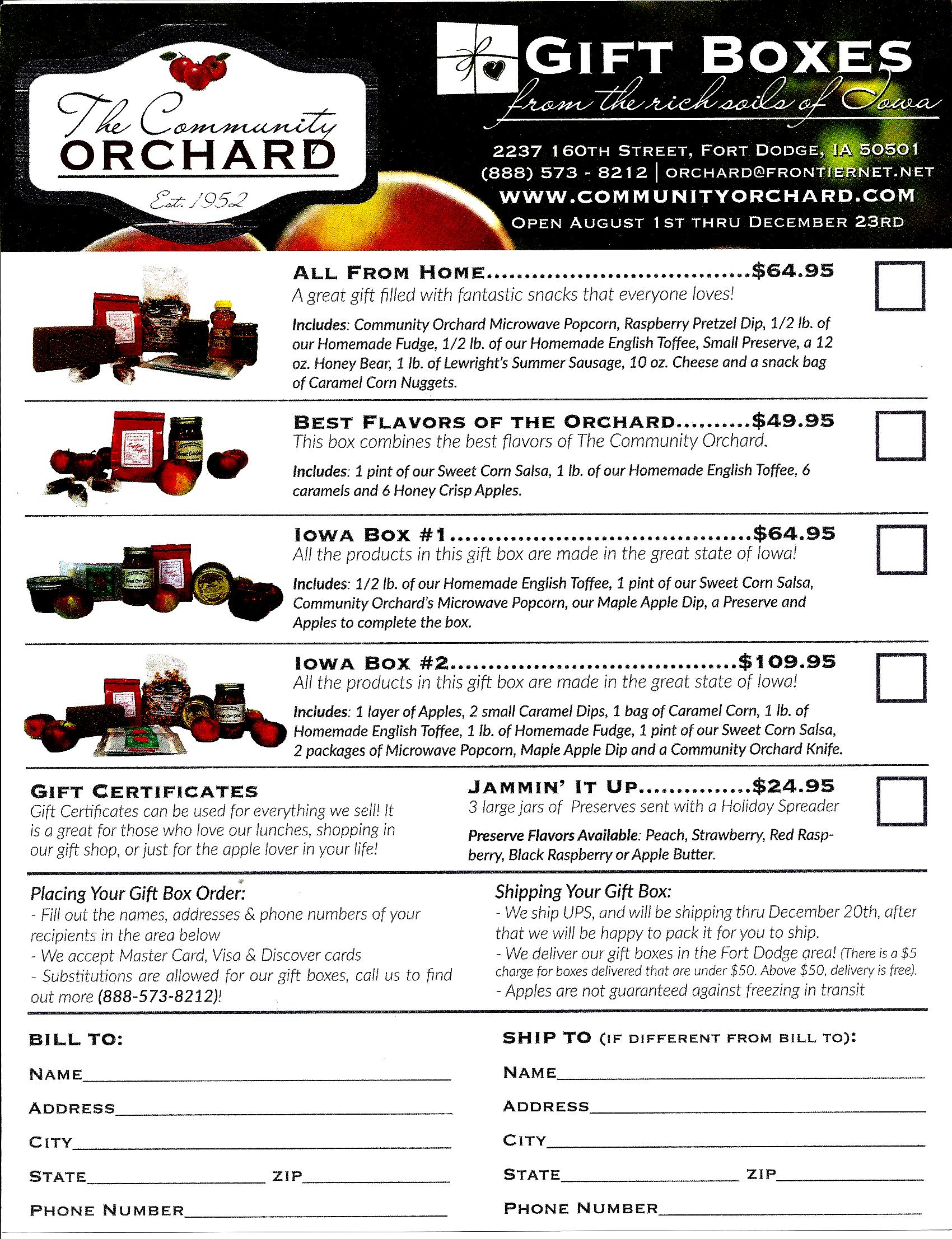 2014 Community Orchard Gift Boxes Online Ordering