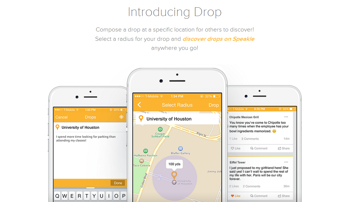 Speakle App - Drop Feature
