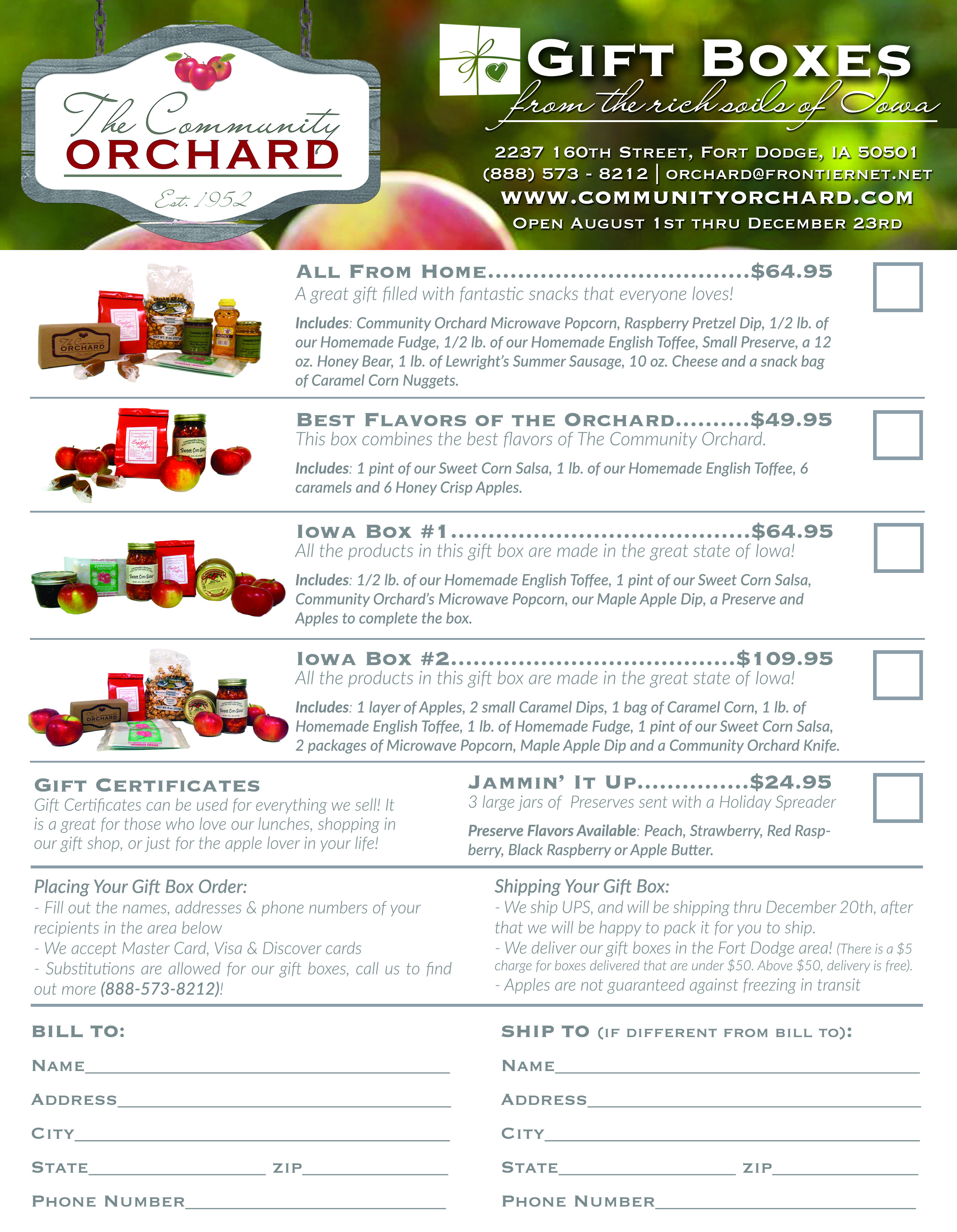The Community Orchard Gift Box Order Form