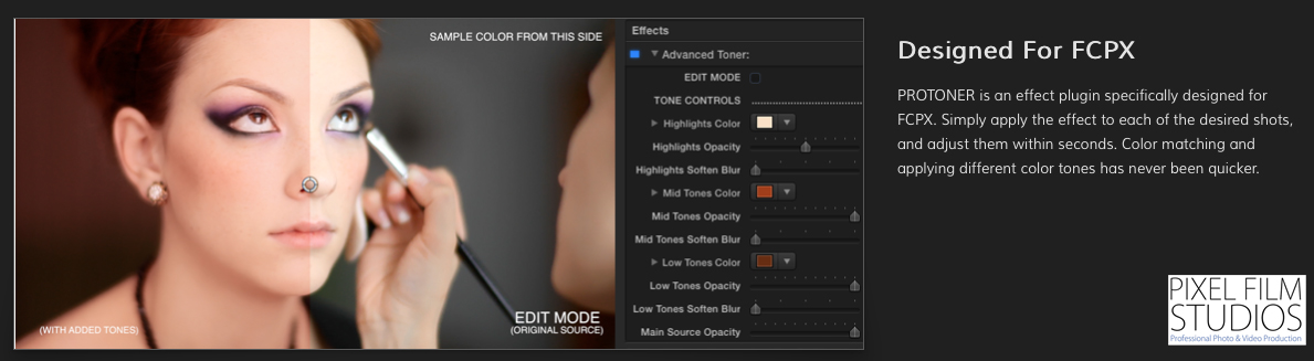 ProToner Color Grade Plugin for Final Cut Pro X from Pixel Film Studios