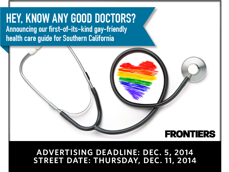 Gay healthcare issue of Frontiers announced.