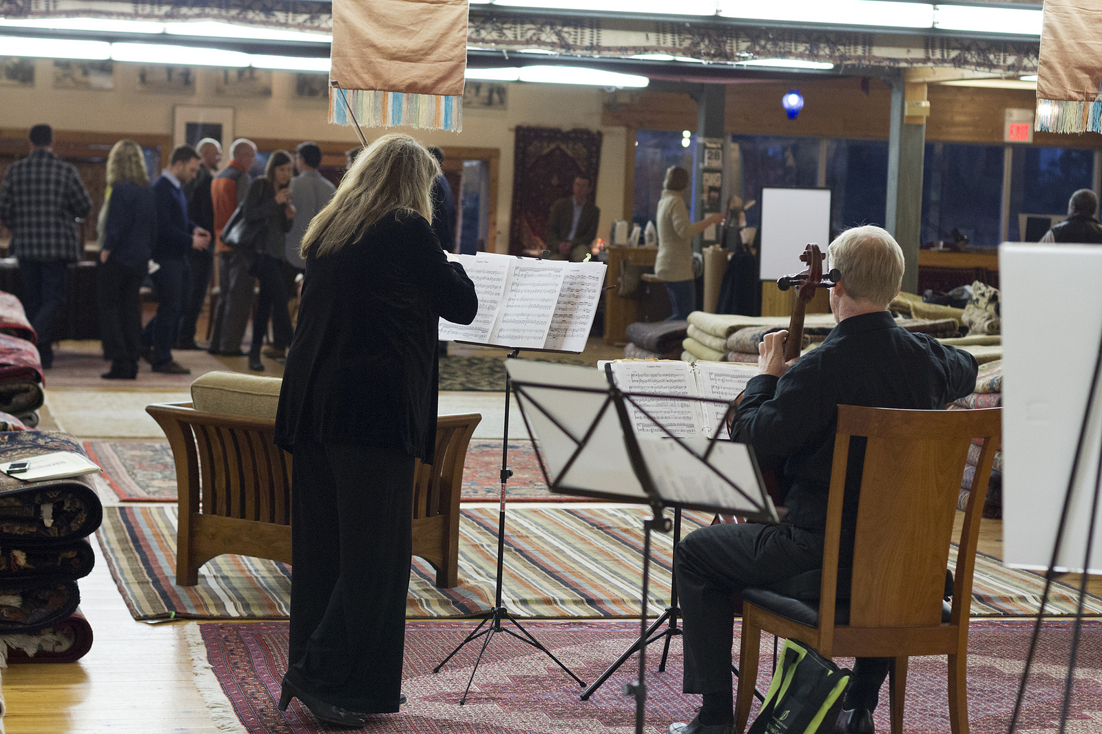Musicians perform at Gregorian Oriental Rugs