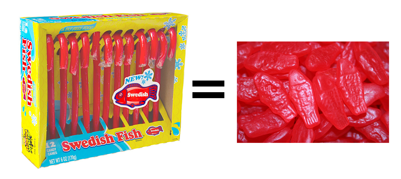 Swedish Fish, more harder, less gummy