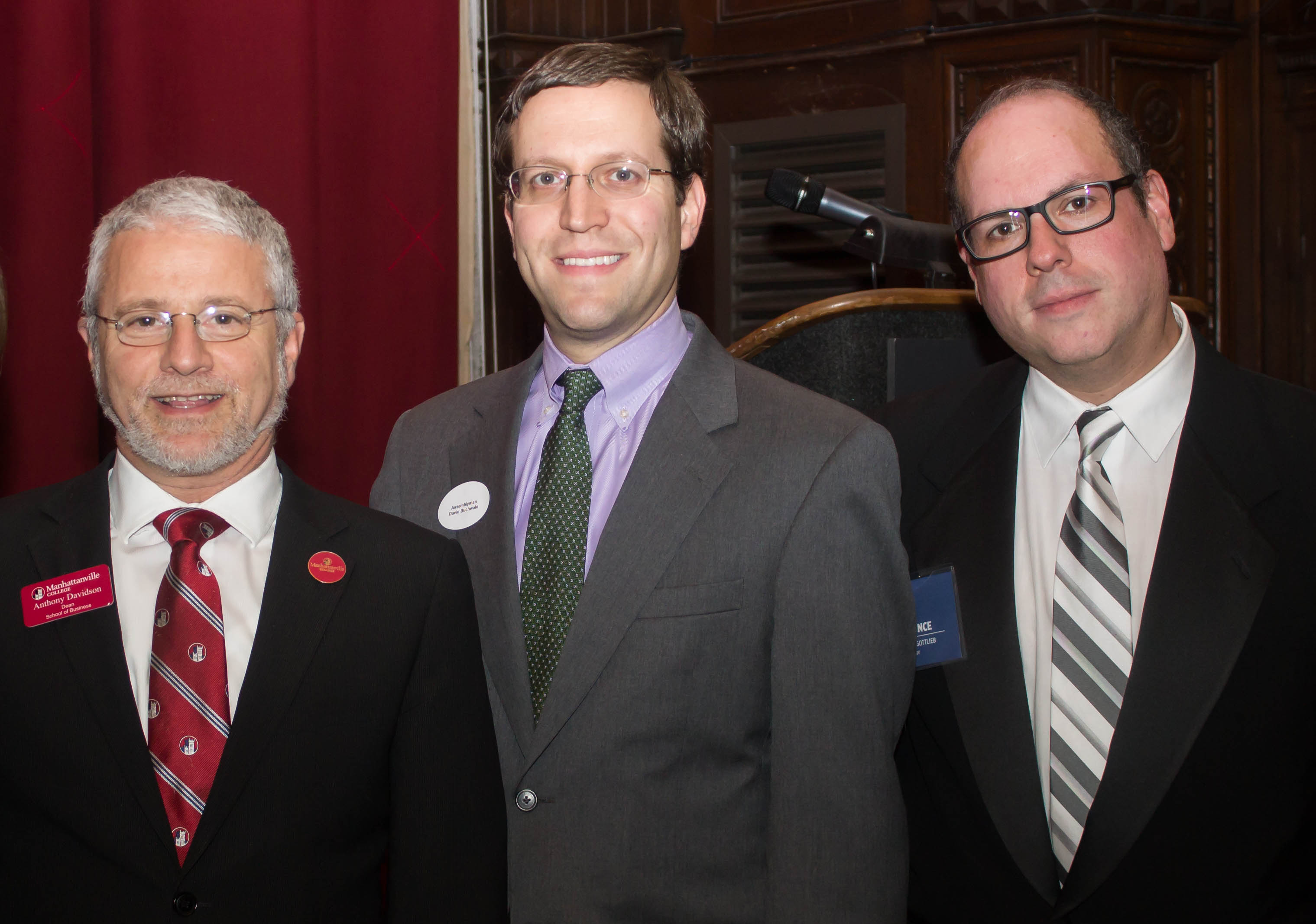 Dr. Anthony Davidson, dean, Manhattanville School of Business; NYS Assemblyman David Buchwald (D-Westchester); and Laurence Gottlieb, president and CEO, Hudson Valley Economic Development Corporation.