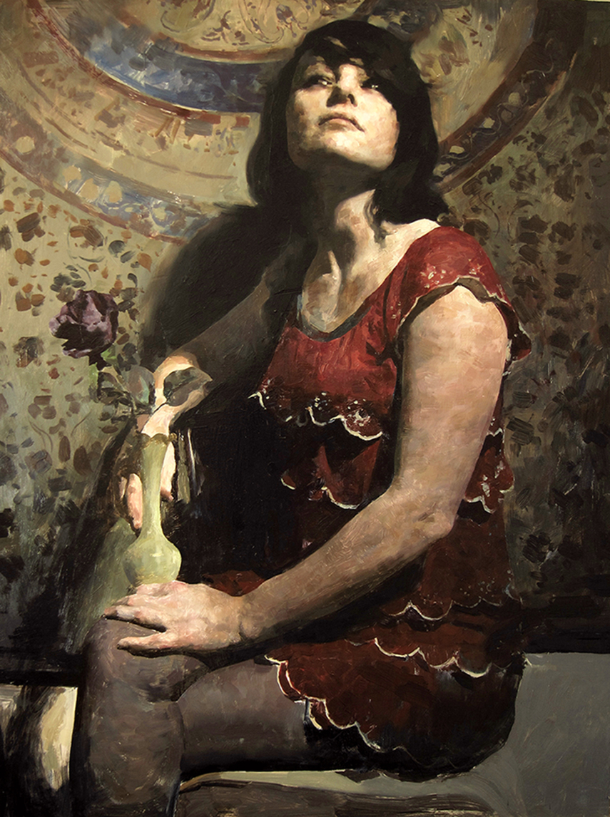 Hollis Dunlap, “Black Rose”, oil on panel, 30"x24"