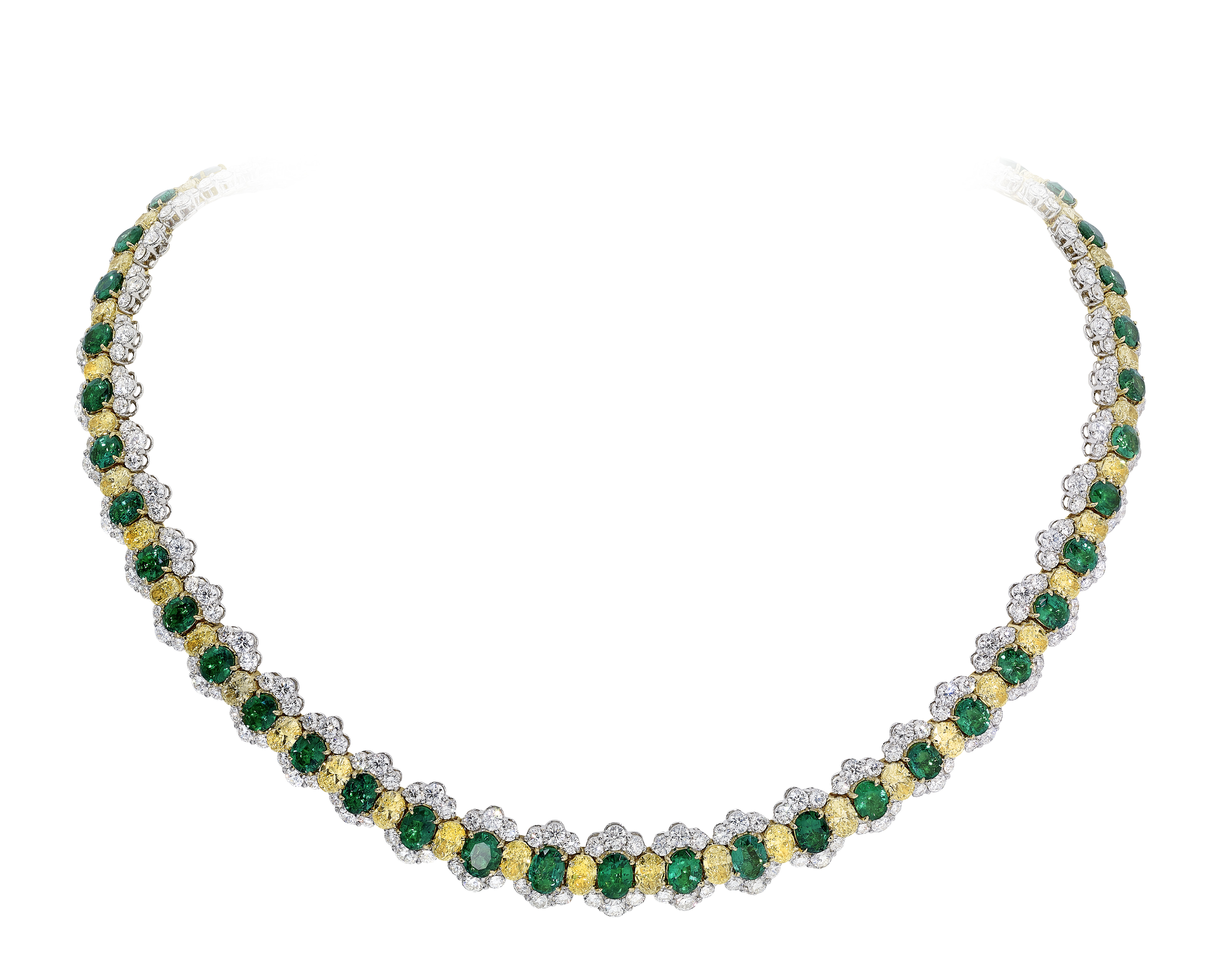 David Mor Emerald and Yellow Diamond Necklace