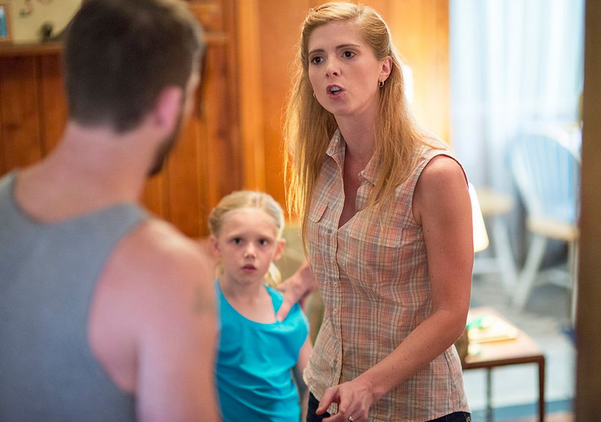 Heather Robb as Maggie, confronts Sean while Lilly watches in 'Paradise, FL'