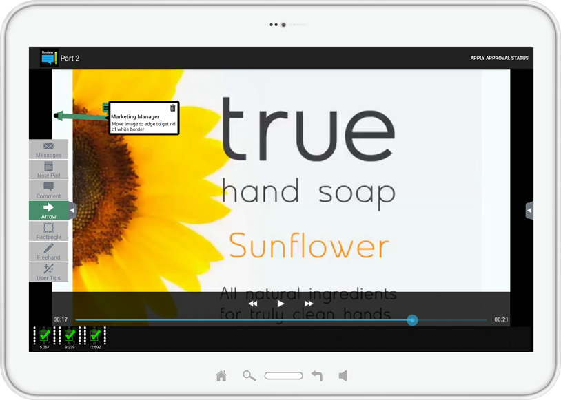Mark up video content with the inMotion Review App for Android devices.