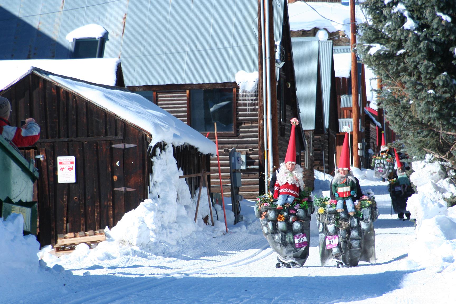 Skiing Gnomes during Alley Loop, photo by Jane Chaney