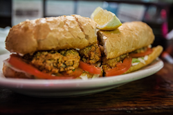 A photo of an oyster po-boy