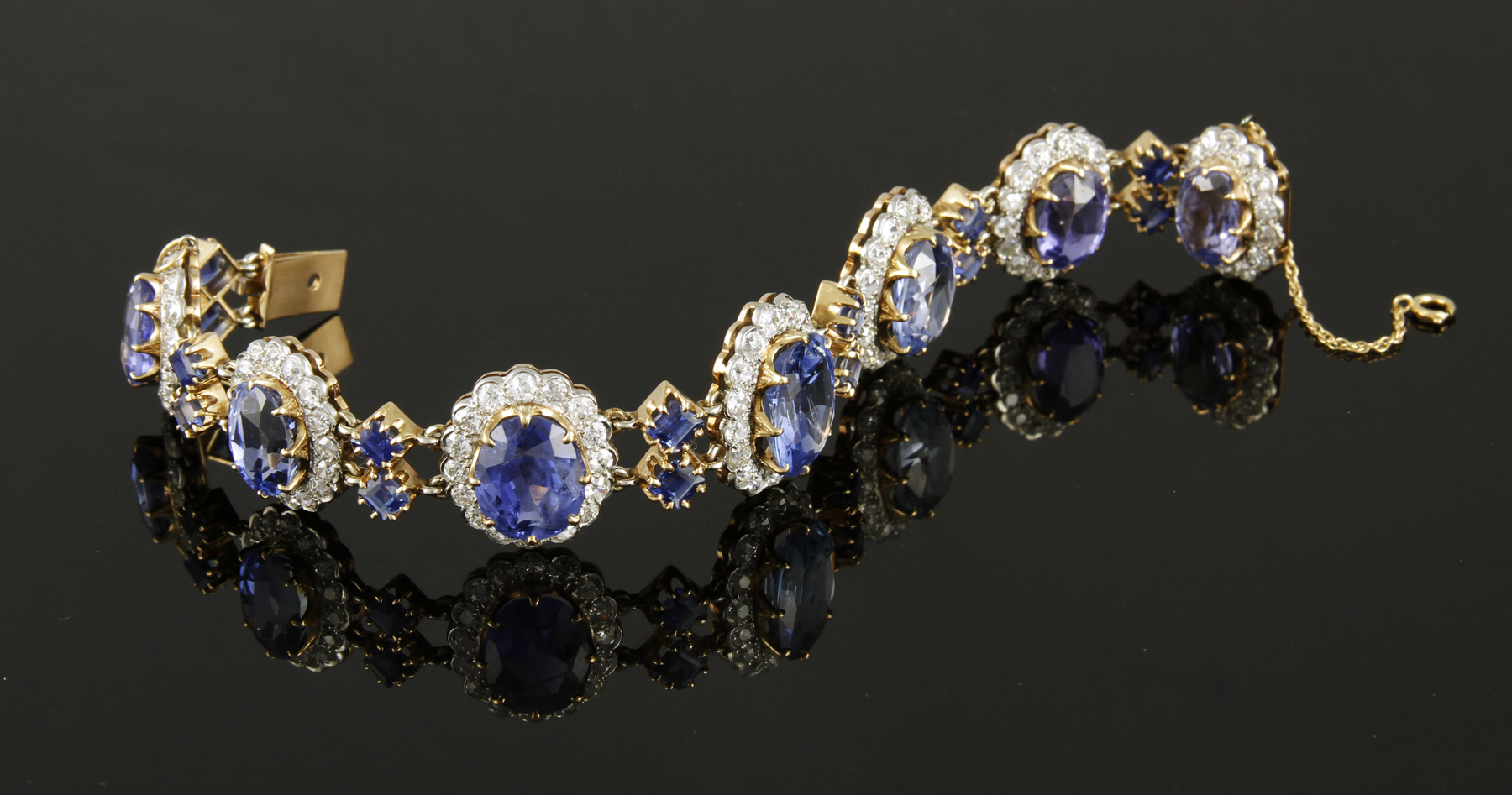 Exceptional 14K Gold, Sapphire and Diamond Bracelet