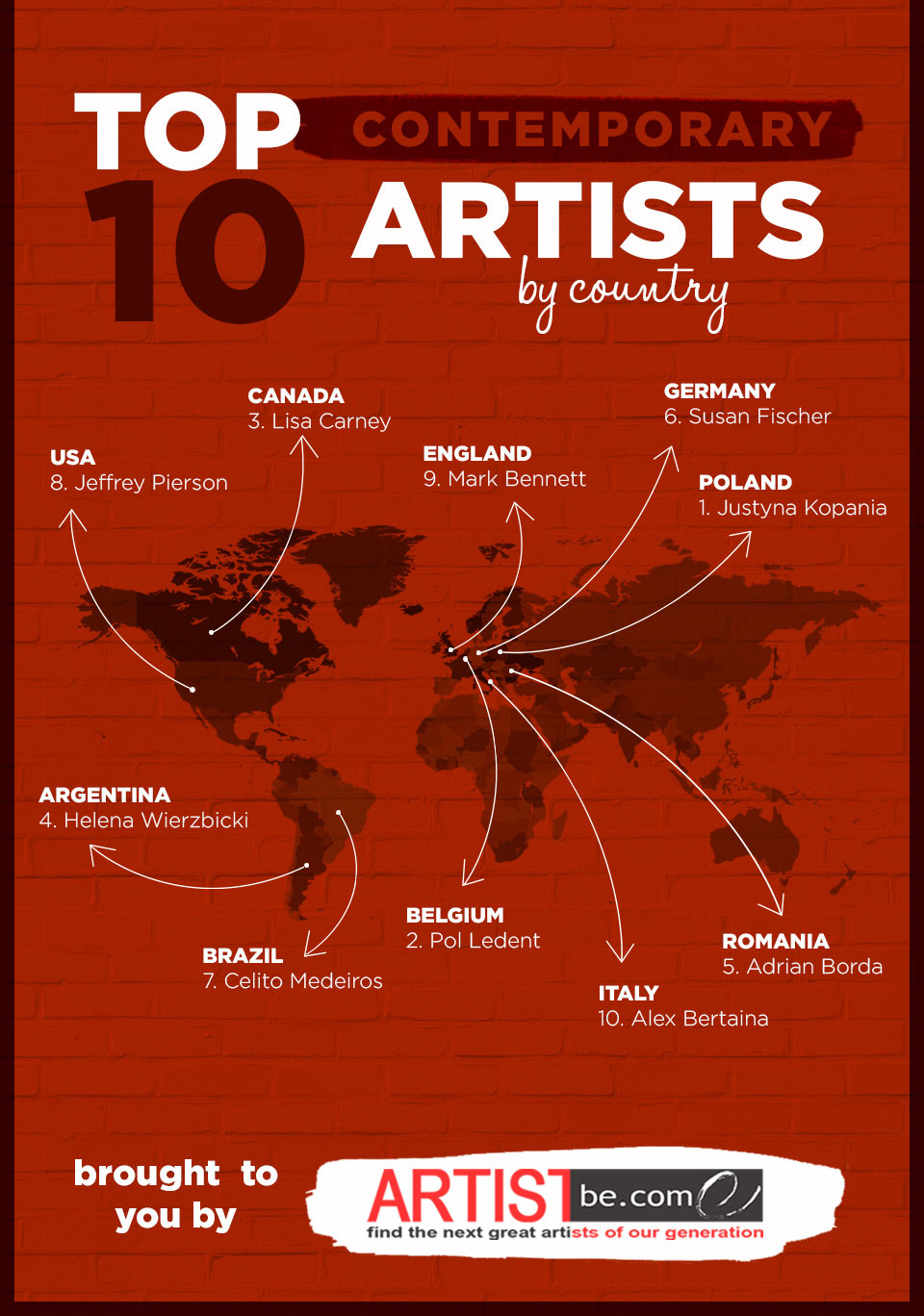 Top Ten Contemporary Artist for 2014 Map