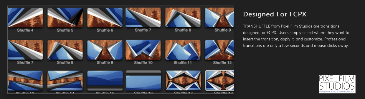 Transhuffle Transition Pack for Final Cut Pro X From Pixel Film Studios