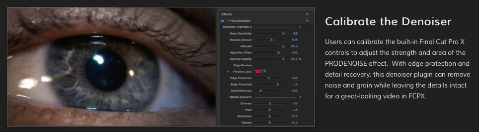 ProDenoise Plugin from Pixel Film Studios for Final Cut Pro X