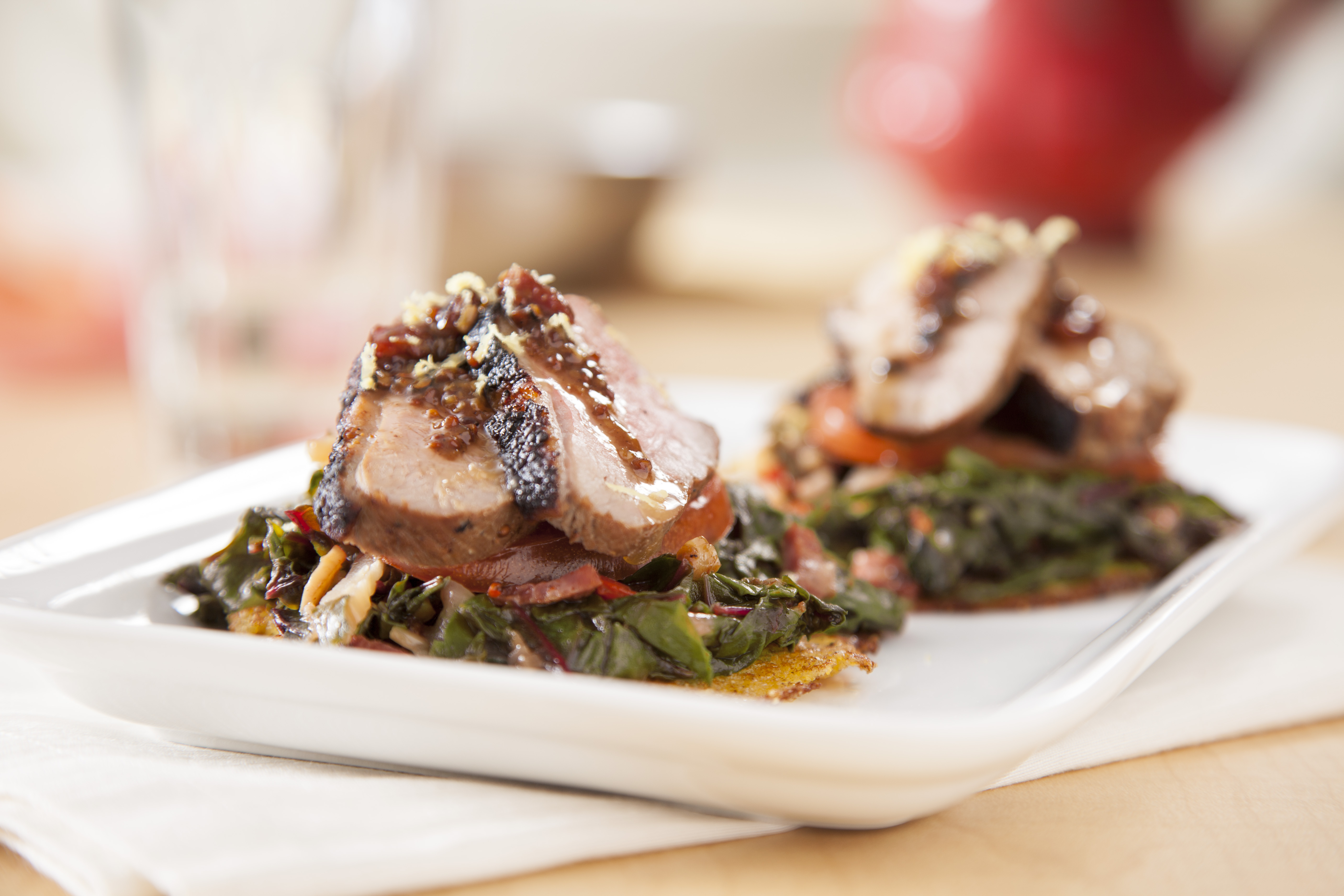 1st Runner-Up: Creole Duck with Crispy Corn Cakes and Candied Greens by Mary Edwards, of Long Beach, Calif.