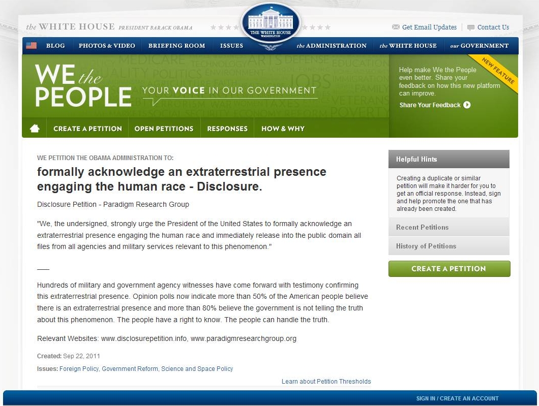 "We the People" Petition to the White House