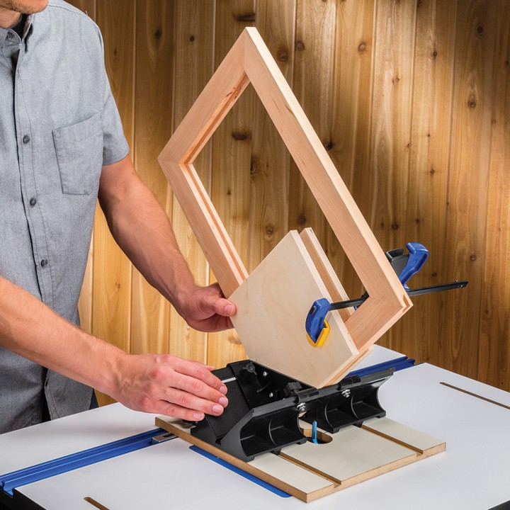 The Router Table Spline Jig is designed for use on small boxes and frames.