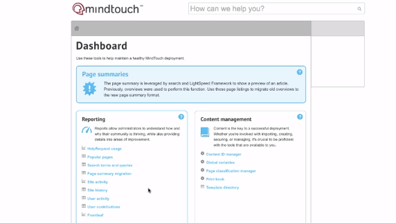 MindTouch Dashboard