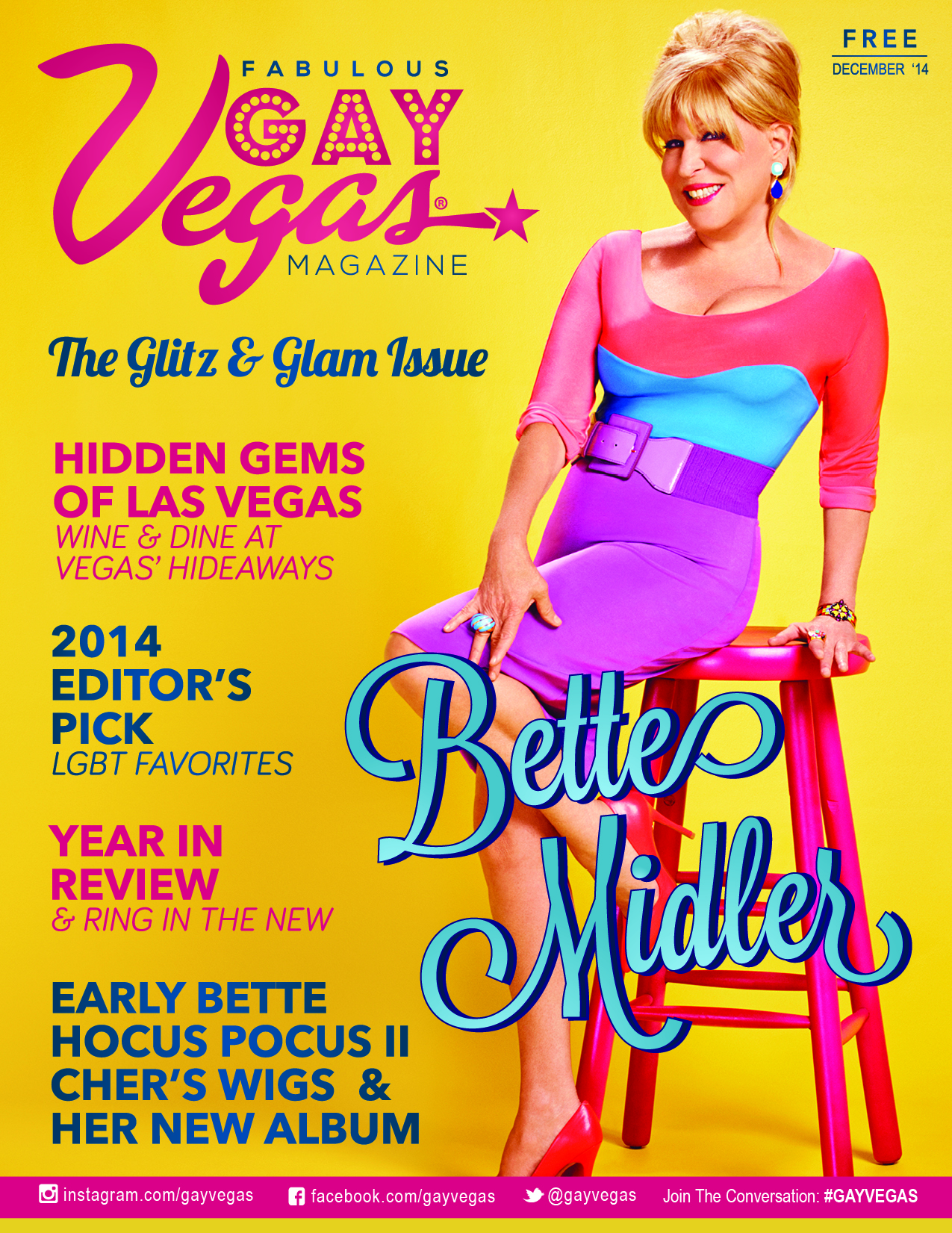 Bette Midler on the cover of Gay Vegas Magazine