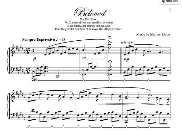 Preview of My Beloved sheet music for sale on www.michaeldulin.com