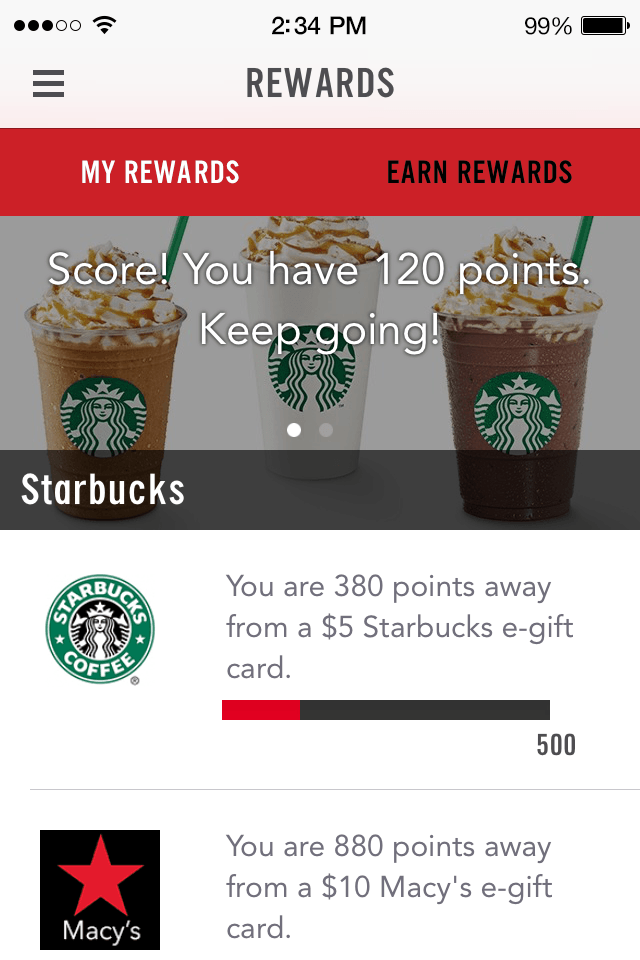 My Rewards screenshot.