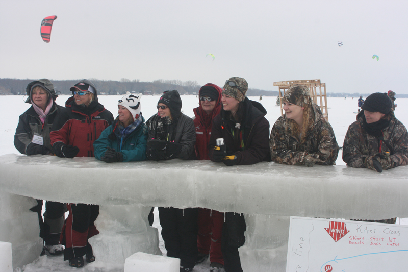 "Women on Winnebago" gather around the Ice Bar"