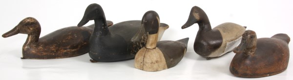 LOT 60 - 5 Lg. Carved Duck Decoys.