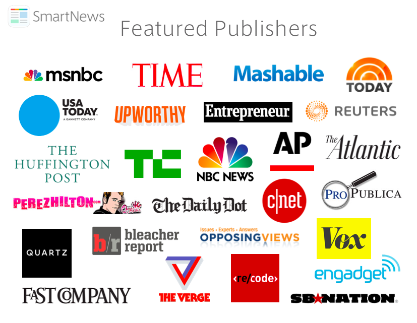 Major publishers featured on SmartNews