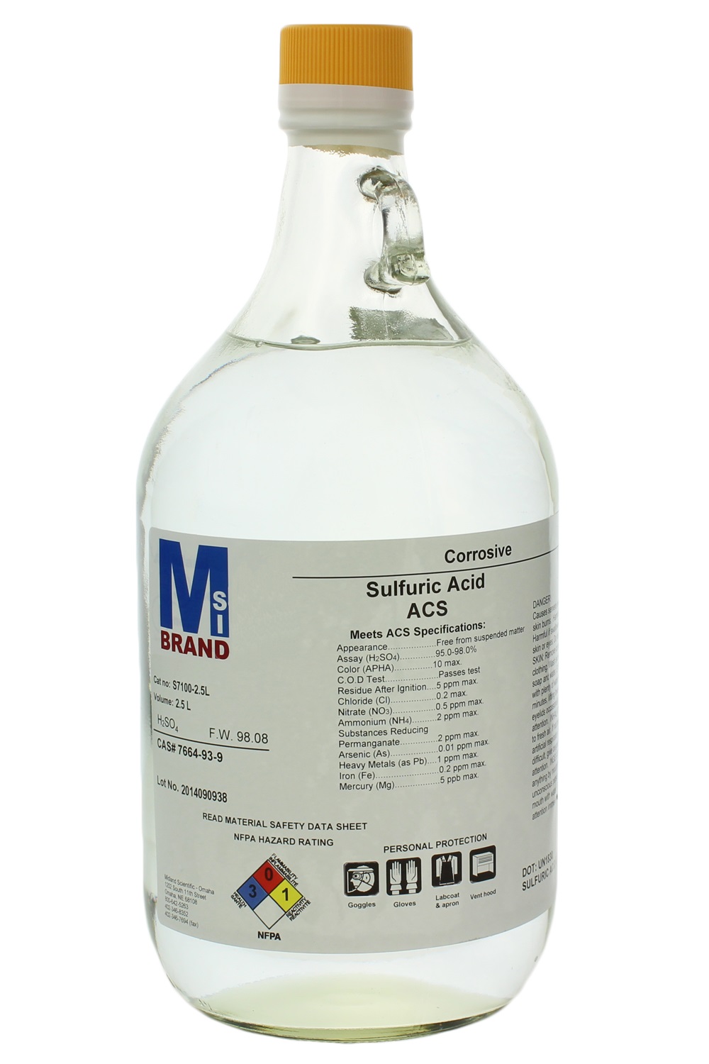 MSI Brand ACS Grade Sulfuric Acid