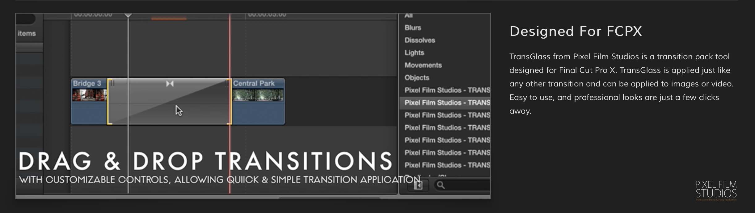 TransGlass Transition for Final Cut Pro X from Pixel Film Studios