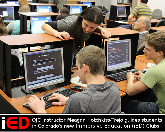 OJC instructor Meagan Hotchkiss-Trejo guides college and high school students in Colorado's new Immersive Education (iED) Club